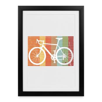 Retro Bicycle Silhouette de VTT - Affiche encadrée (27 × 37 cm) - noir - Devant