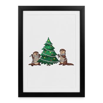 Arbre de Noël Otter - Affiche encadrée (27 × 37 cm) - noir - Devant