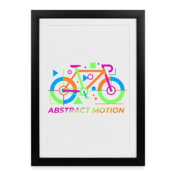 Neon Abstract Bicycle Motion - Framed poster (27 × 37 cm) - black - Front