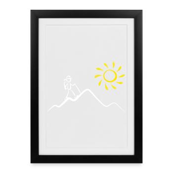 Mountain hiker in the sun - Framed poster (27 × 37 cm) - black - Front