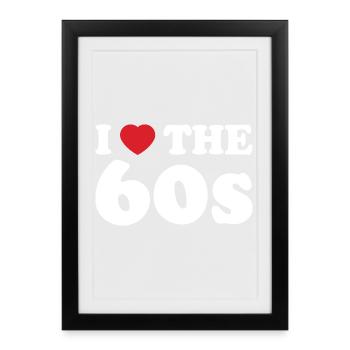 I Love Heart Sixties Retro Typography - Framed poster (27 × 37 cm) - black - Front