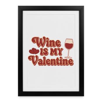 Le vin est ma Saint-Valentin – Retro Wein Design - Affiche encadrée (27 × 37 cm) - noir - Devant