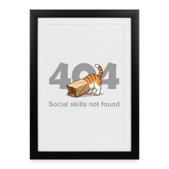 404 Compétences sociales non trouvées - Affiche encadrée (27 × 37 cm) - noir - Devant