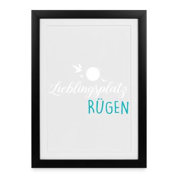 Baltic Sea Island FAVORITE PLACE RÜGEN Fun - Framed poster (27 × 37 cm) - black - Front