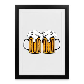 Bière, verres à bière, cadeau de la fête des pères Papa - Affiche encadrée (27 × 37 cm) - noir - Devant