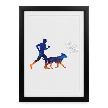 Canicross 6 Legs - Gerahmtes Poster (27 × 37 cm) - Schwarz - Vorne