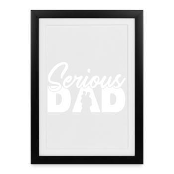 Serious Dad Father Silhouette Family - Framed poster (27 × 37 cm) - black - Front