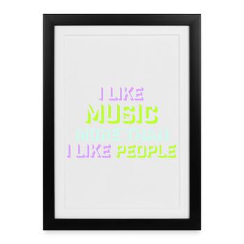 J’aime la musique plus que les gens désirent Musik - Affiche encadrée (27 × 37 cm) - noir - Devant