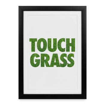 Slogan Internet du mème Touch Grass - Affiche encadrée (27 × 37 cm) - noir - Devant