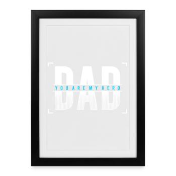 Papa, tu es mon héros Chemise - Affiche encadrée (27 × 37 cm) - noir - Devant