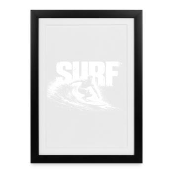 Cadeau de surf Surf Surf Surf de plage surfant de surf - Affiche encadrée (27 × 37 cm) - noir - Devant