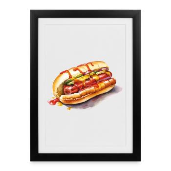 Colored Hot Dog Illustration - Framed poster (27 × 37 cm) - black - Front