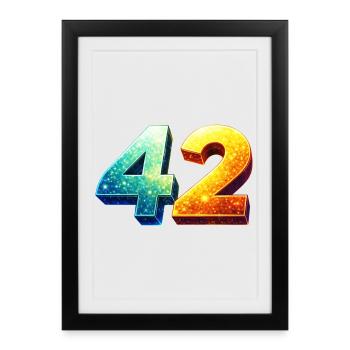 42 Cosmic Number – Design de nerds et science-fiction - Affiche encadrée (27 × 37 cm) - noir - Devant