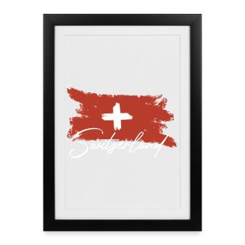 Drapeau suisse - Affiche encadrée (27 × 37 cm) - noir - Devant