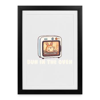 Pregnant woman in a bun in the oven – funny sw - Framed poster (27 × 37 cm) - black - Front