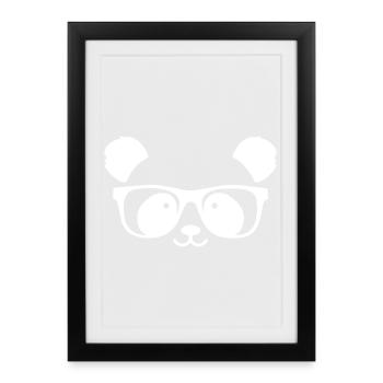 Cute panda with nerd glasses - Framed poster (27 × 37 cm) - black - Front