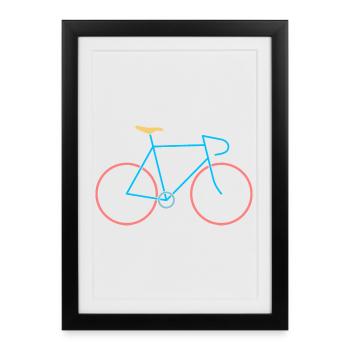 Vélo de course rouge bleu - Affiche encadrée (27 × 37 cm) - noir - Devant