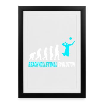 Beachvolleyball Evolution Design / Geschenkidee - Gerahmtes Poster (27 × 37 cm) - Schwarz - Vorne