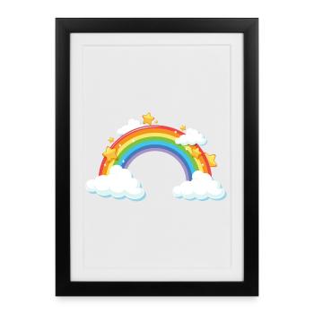 Rainbow Arc with Clouds and Stars - Framed poster (27 × 37 cm) - black - Front
