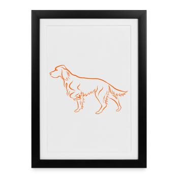 Setter ci-dessus en orange - Affiche encadrée (27 × 37 cm) - noir - Devant