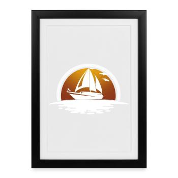Voilier Voilier Voilier Marin - Affiche encadrée (27 × 37 cm) - noir - Devant