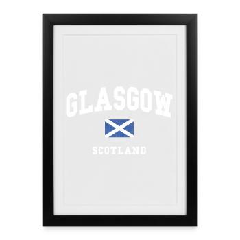 Graphique du drapeau de l’Écosse de Glasgow - Affiche encadrée (27 × 37 cm) - noir - Devant