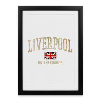 T-shirt emblème vintage Liverpool UK - Affiche encadrée (27 × 37 cm) - noir - Devant