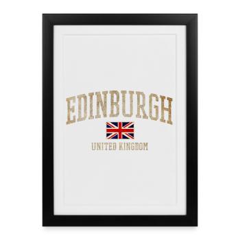 Drapeau de l’Union Vintage d’Édimbourg - Affiche encadrée (27 × 37 cm) - noir - Devant