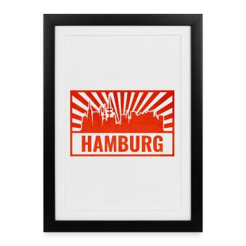 Sérigraphie de la Skyline de Hambourg - Affiche encadrée (27 × 37 cm) - noir - Devant