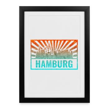 Hamburg Skyline Gradient - Framed poster (27 × 37 cm) - black - Front