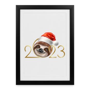 Paresseux du Nouvel An 2023 - Affiche encadrée (27 × 37 cm) - noir - Devant