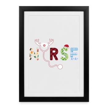 Infirmière moche Noël - Affiche encadrée (27 × 37 cm) - noir - Devant