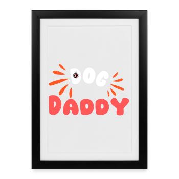 Dog Daddy Typo Joyeuse et Orange - Affiche encadrée (27 × 37 cm) - noir - Devant
