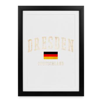 Dresden Flag Vintage Design - Affiche encadrée (27 × 37 cm) - noir - Devant