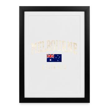 Melbourne Australia Design with Flag - Framed poster (27 × 37 cm) - black - Front