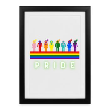 Pride Regenbogen LGBTQ Vielfalt Design - Gerahmtes Poster (27 × 37 cm) - Schwarz - Vorne