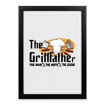 The grillfather, The grill father for the BBQ # - Framed poster (27 × 37 cm) - black - Front
