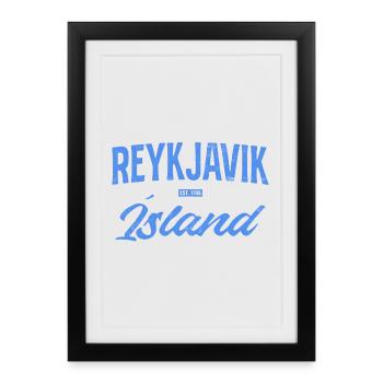 Lettrage de l’île de Reykjavik - Affiche encadrée (27 × 37 cm) - noir - Devant