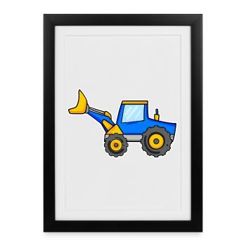 Excavatrice - Affiche encadrée (27 × 37 cm) - noir - Devant