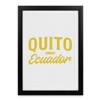 Quito Ecuador Est 1533 Vintage Script - Gerahmtes Poster (27 × 37 cm) - Schwarz - Vorne