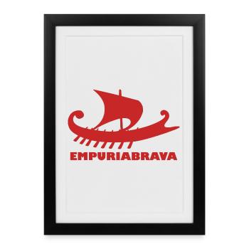 Ship Empuriabrava/Writing red #C62626 - Framed poster (27 × 37 cm) - black - Front