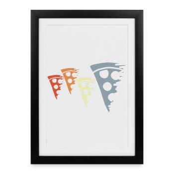 Croquis de pizza rétro - Affiche encadrée (27 × 37 cm) - noir - Devant