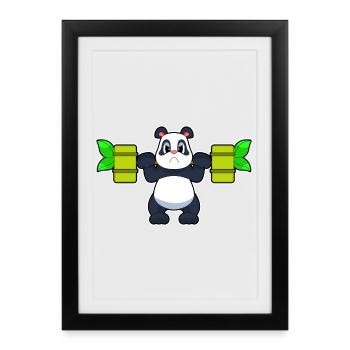 Panda Bodybuilder Barbell Bodybuilding - Affiche encadrée (27 × 37 cm) - noir - Devant