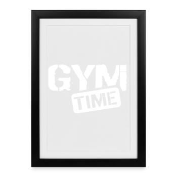 Gym Time Fitness Musculation Entraînement Icône Logo - Affiche encadrée (27 × 37 cm) - noir - Devant