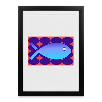 HUMOR. FISH. APRIL FOOL. HUMOR. SEA - Framed poster (27 × 37 cm) - black - Front