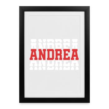 t-shirt Andrea t-shirt idée cadeau texte empilé - Affiche encadrée (27 × 37 cm) - noir - Devant