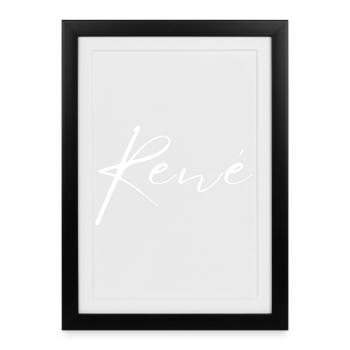 René Name T-Shirt Geschenk Für Männer - Gerahmtes Poster (27 × 37 cm) - Schwarz - Vorne