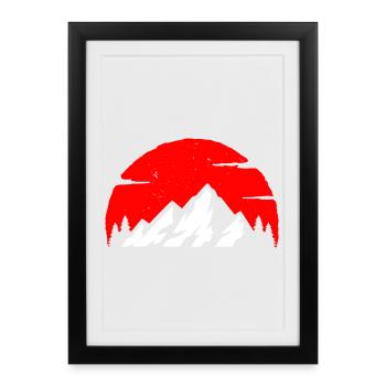 Pics pourpres au crépuscule - Affiche encadrée (27 × 37 cm) - noir - Devant