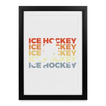 Look vintage de hockey sur glace - Affiche encadrée (27 × 37 cm) - noir - Devant