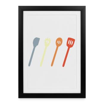 Cooking spoon sketch - Framed poster (27 × 37 cm) - black - Front